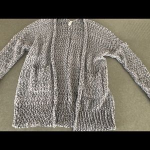 fluffy gray cardigan!